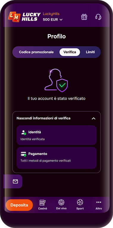 Scheda Verifica con lo stato verificato del tuo account